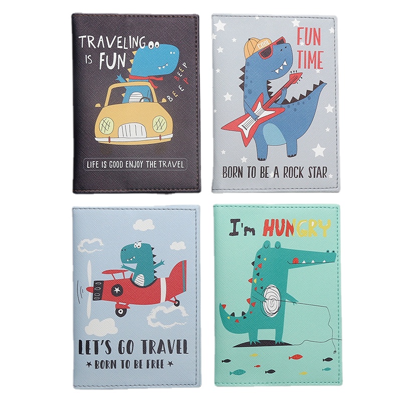 Travel Accessories Wallet - ซองใส่หนังสือเดินทางใส่หนังสือเดินทางกันน้ำหนัง PU ลายการ์ตูนไดโนเสาร์ที่ใส่บัตรประชาชนกระเป๋าใส่พาสปอร์ตอุปกรณ์เสริมสำหรับเดินทาง