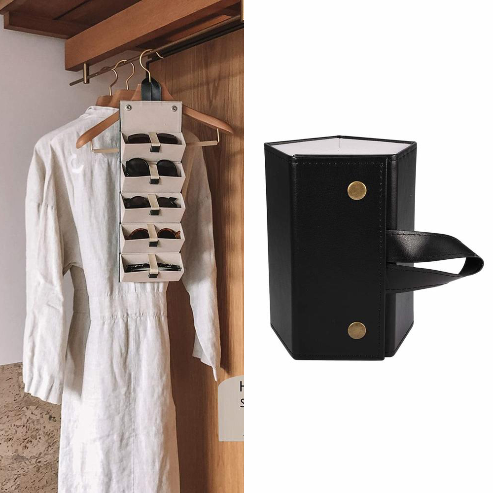 Travel Accessories Ideas - กล่องเก็บแว่นตา ที่ใส่แว่นตา กล่องใส่แว่นตาสำหรับเดินทาง วัสดุ PU กล่องจัดระเบียบแว่นกันแดด