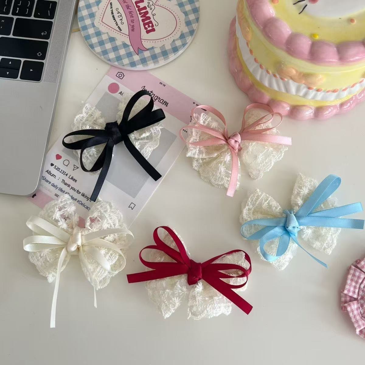 2 ชิ้น Elegant Lace Bow Hairpi - Travel Accessories Aesthetic บทวิจารณ์และราคา