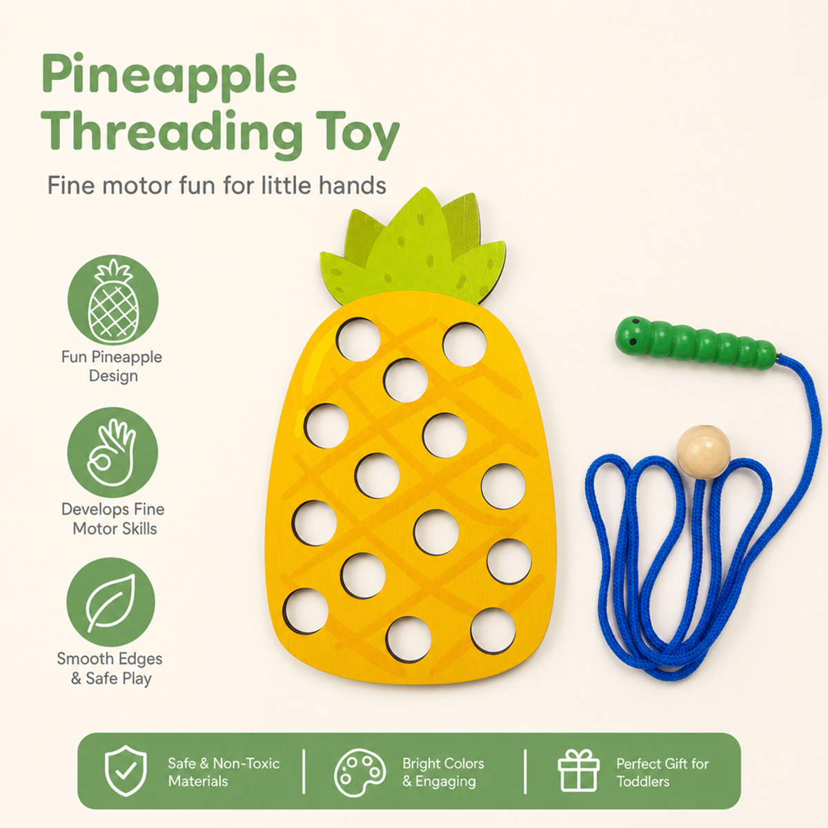 ของเล่นไม้ร้อยเชือกรูปสับปะรด  - Travel Accessories Baby บทวิจารณ์และราคา